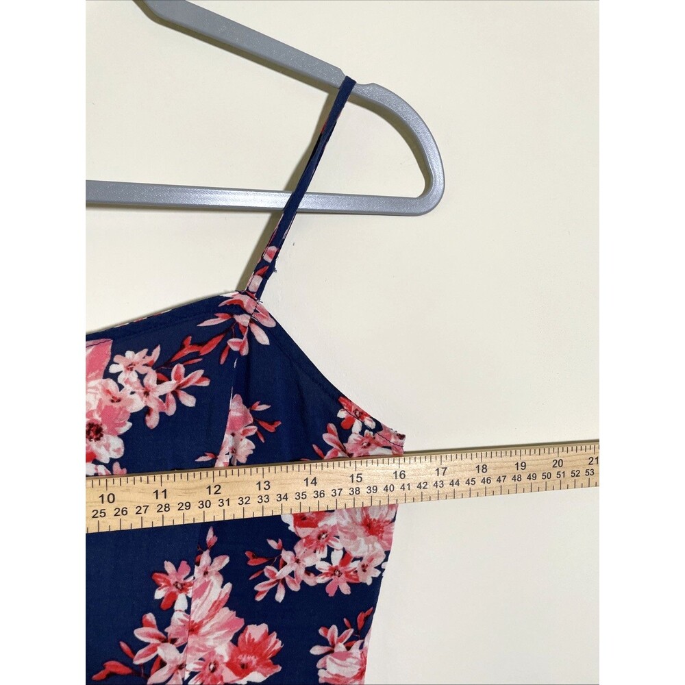 Forever 21 Women's Navy Blue Floral Short Dress Size Medium Festival Princess - Picture 5 of 9
